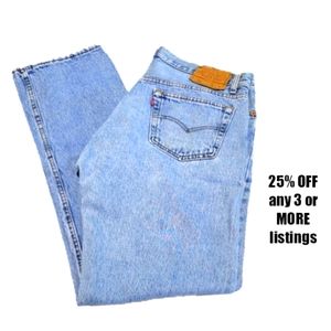 Levi's 501 Vintage Denim Blue Jeans 36 x 34 Button Fly Light Acid Wash Mom Dad